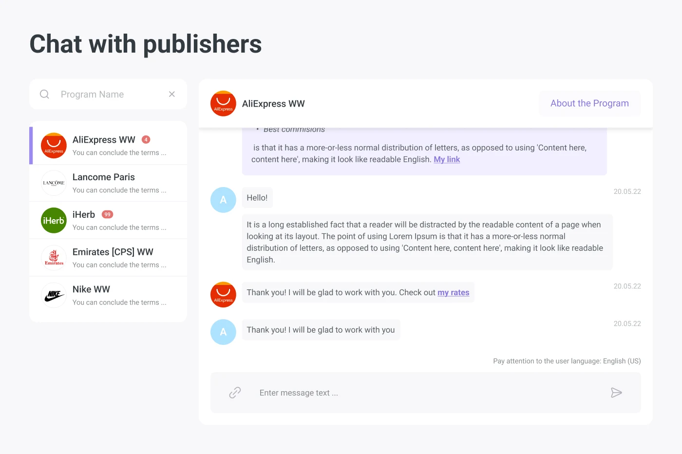 Live Chat com Publishers